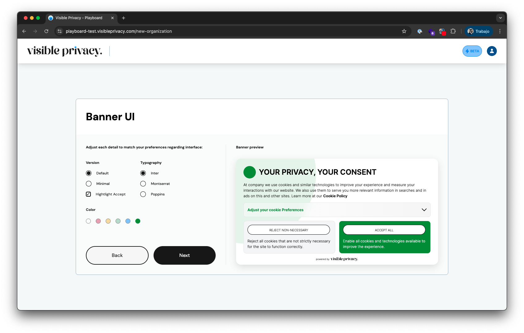 Visible Privacy Playboard - Step 1