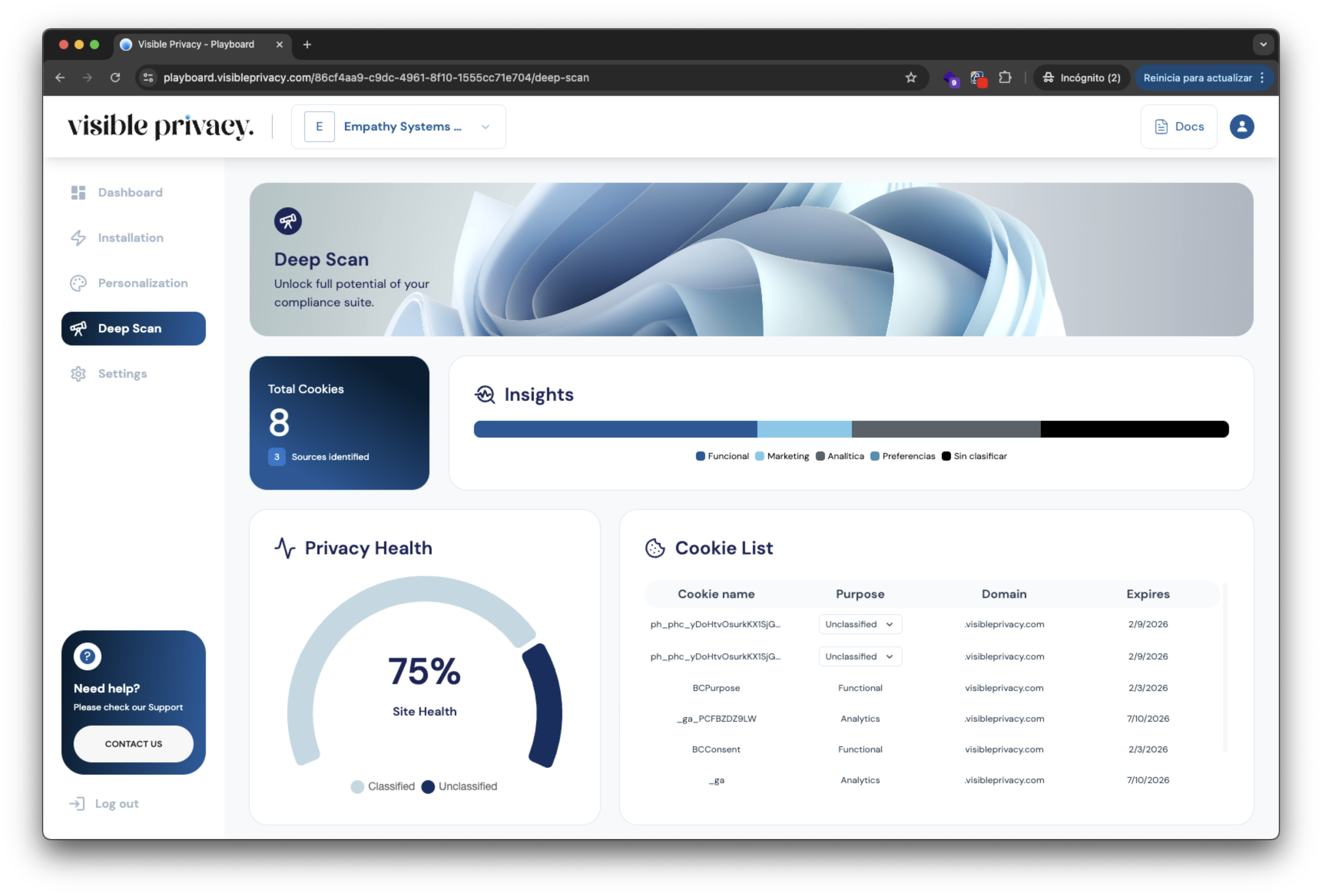 Visible Privacy Playboard - Cookie Declaration