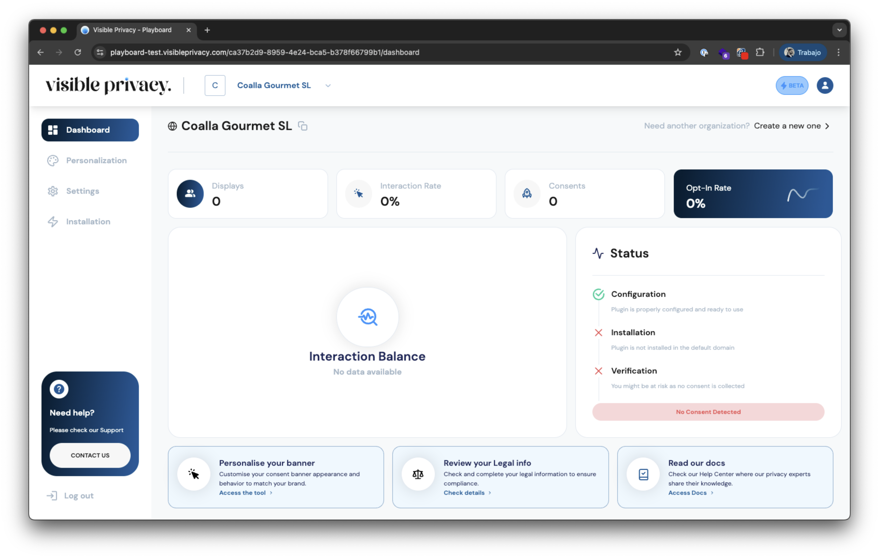 Visible Privacy Playboard - Inactive State