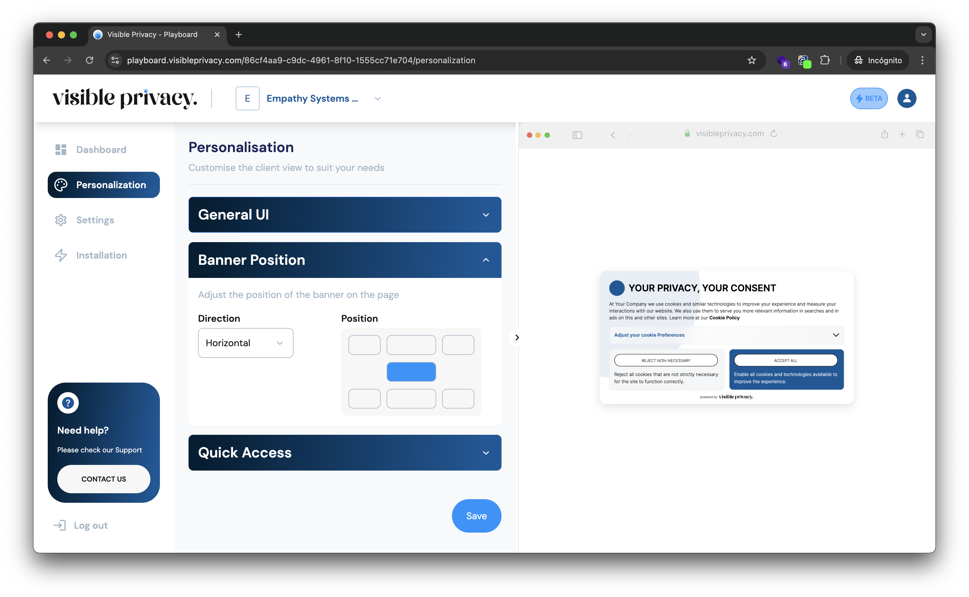 Visible Privacy Playboard - Personalization Step 2