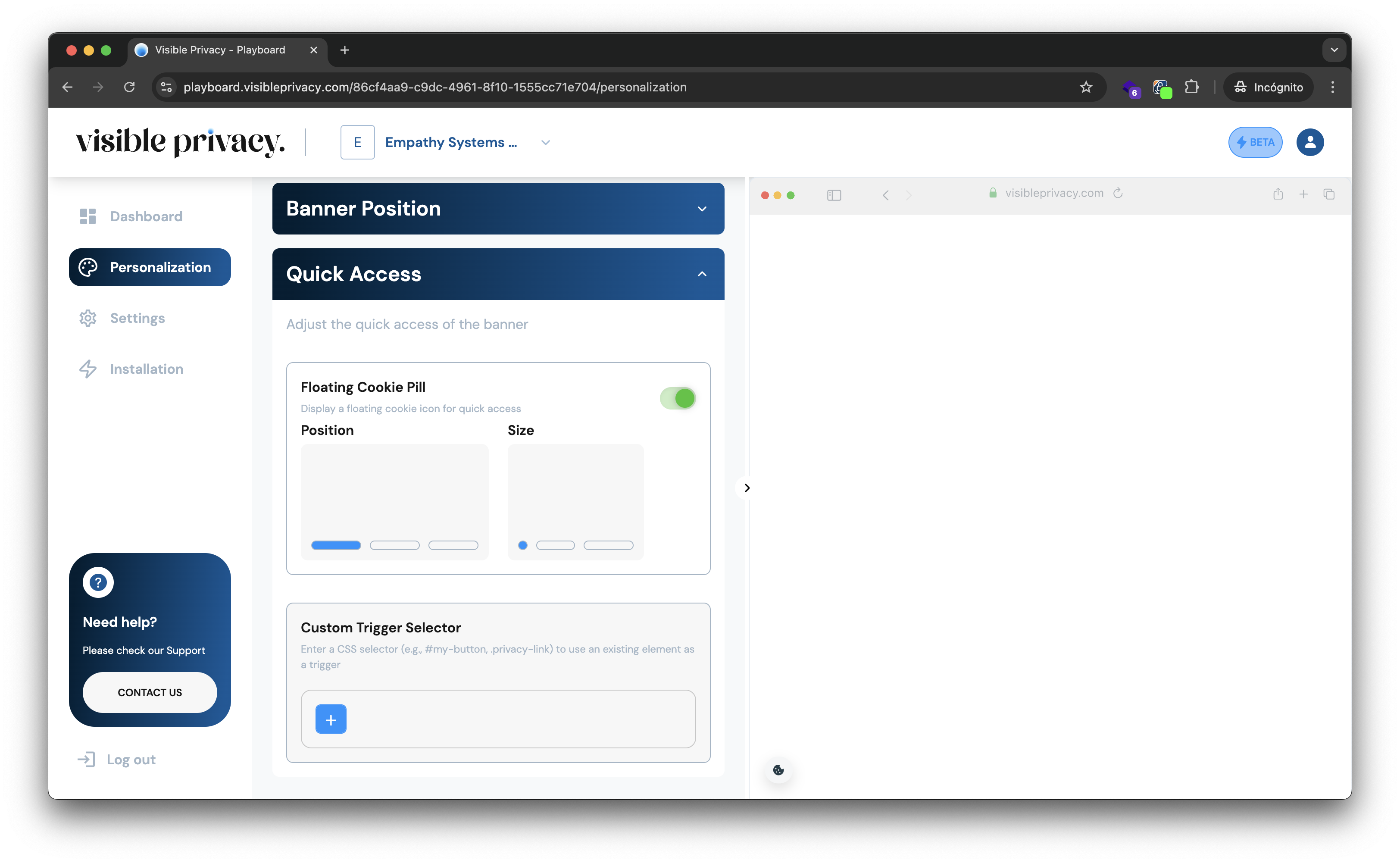 Visible Privacy Playboard - Personalization Step 3